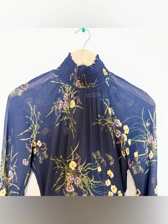 Reformation Valentin Dress in Anastasia - Black Green Floral long sleeve SIZE 0 - Picture 10 of 11